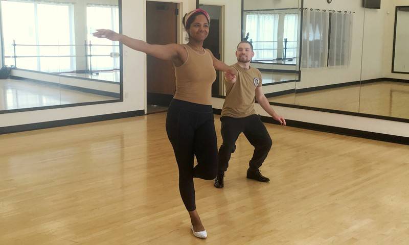 Students learning wedding choreography in private dance lessons